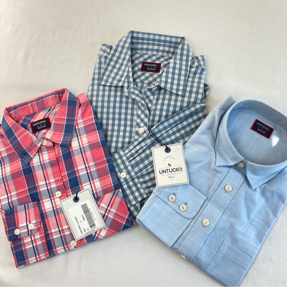 NWT Lot of 3 UNTUCKit Women's Button Down Shirts Size 0 - Laconda, Vega, Crispo
